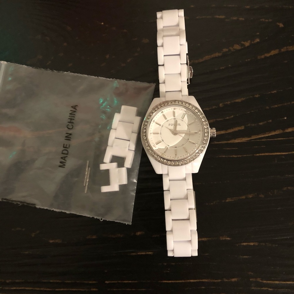 White Fossil watch